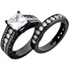 Retro Black Gold Filled Clear CZ -White Sapphire Antique Jewelry Women Fashion Wedding Ring